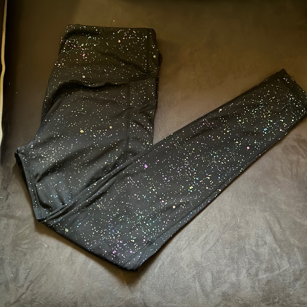 Curves and combat boots rainbow splatter leggings